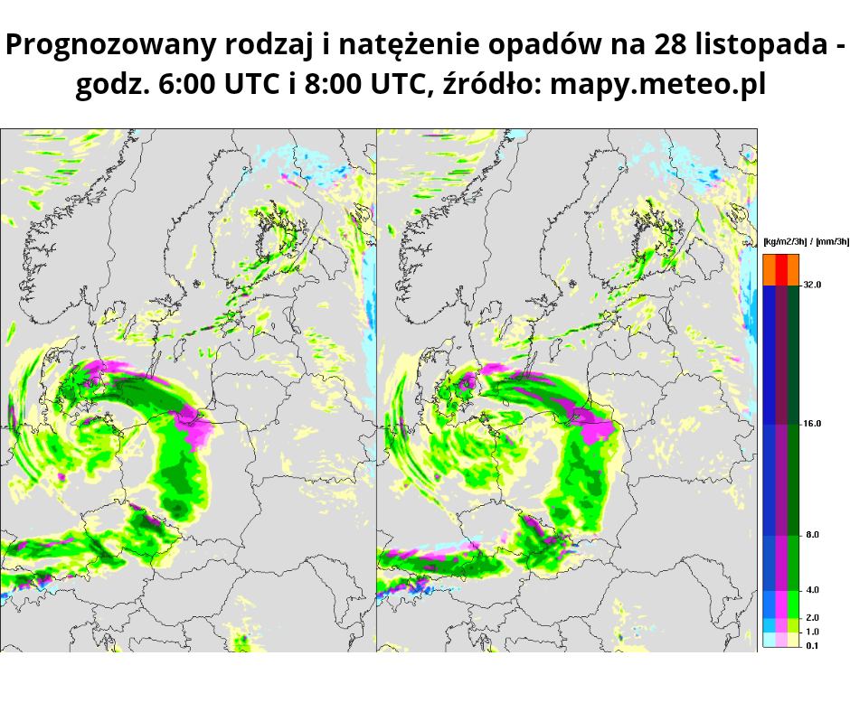 Prognozowany rodzaj i natężenie opadów na 28 listopada - godz. 6_00 UTC i 8_20241127_120947_0000